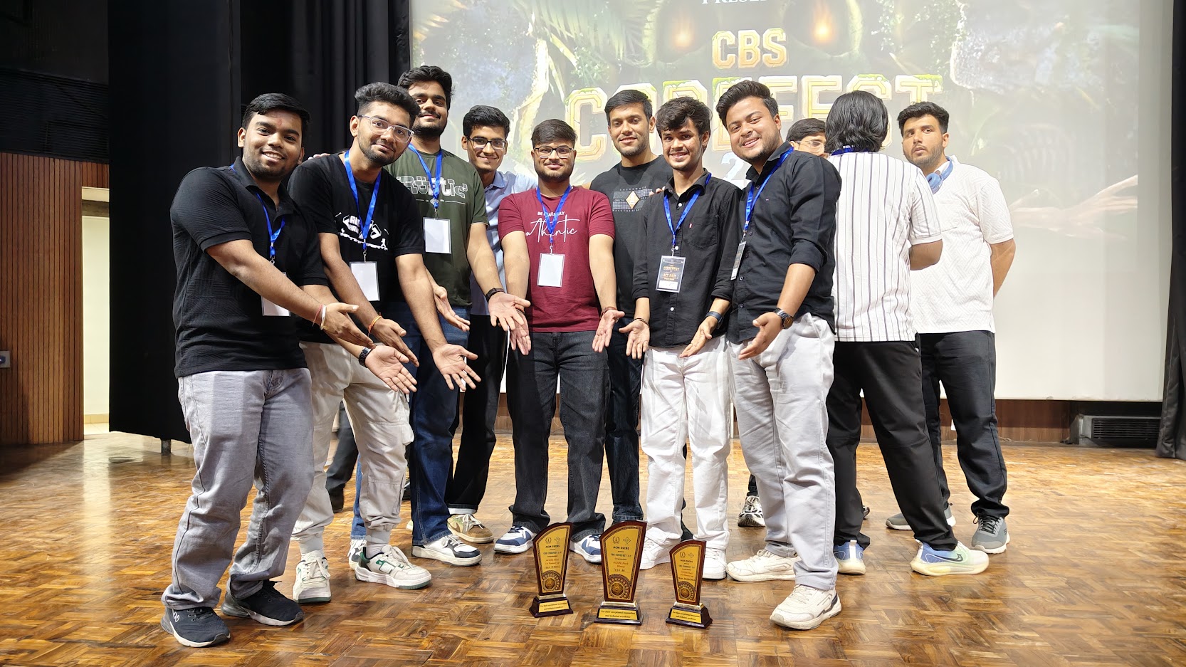 Winners on stage at Shaheed Sukhdev College